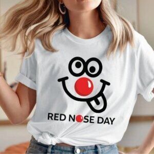 Silly Face Red Nose Charity T-shirt - Funny Graphic Tee White